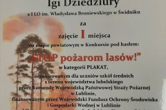 Przekazanie nagród w ramach konursu plastycznego Stop pożarom  lasów